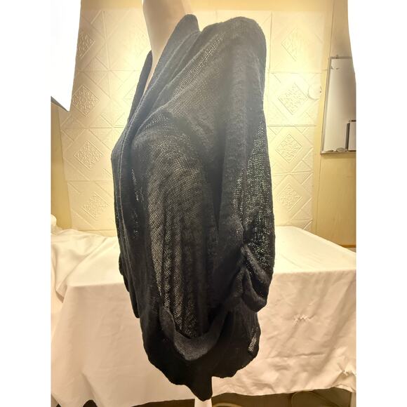 Vanity Large Black sweater open front lightweight Made USA 50% rayon polyester - Picture 7 of 9